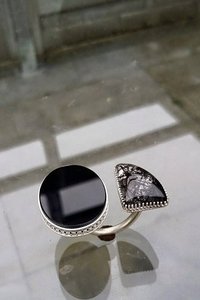 Zilveren ring met Onyx en Toermalijn