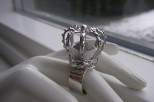 Zilveren kroon ring Maxima