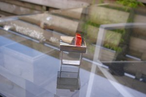 Zilveren ring vierkant met Plexiglas