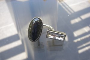 Zilveren ring met Hematiet en Swarovski